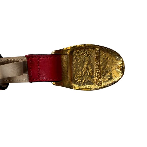 Leatherock Inc. red genuine leather adjustable waist belt gold buckle small - Picture 6 of 9